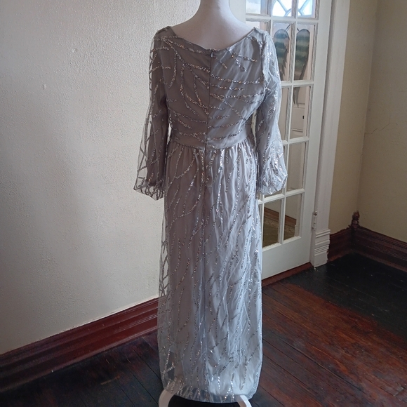 Icy Princess Silver Glitter & Gray Long Sleeve Event Evening Dress Size XL - Picture 3 of 10